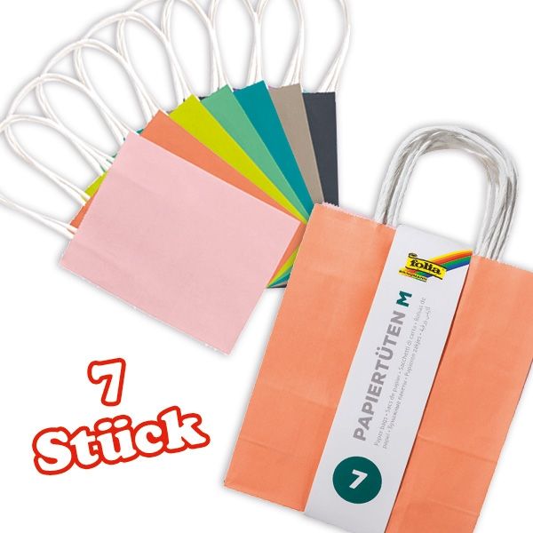 Papiertüten mit Tragegriff, 7 Stück, mittel Papiertüten mit Tragegriff, 7 Stück, mittel von Folia Bringmann