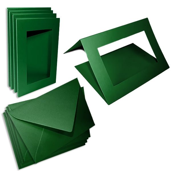 Passepartoutkarten tannengrün, 5er Pack mit Umschlägen zum Basteln von Folia Bringmann