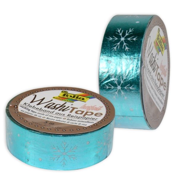 Washi Tape mit Heißfolienveredelung, 1 Rolle, eisblau Schneeflocken Washi Tape mit Heißfolienveredelung, 1 Rolle, eisblau Schneeflocken von Folia Bringmann
