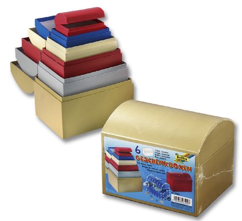folia 3409 - Geschenkboxen aus Karton Truhe, 6 stück in verschiedenen Größen und Farben von folia