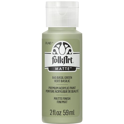 FolkArt Acryl-Bastelfarbe, Mattes Finish Acrylfarbe (57 ml), 645 Basilikumgrün, Basilikum Grün, 2 FL Oz (Pack of 1), 2 von FolkArt