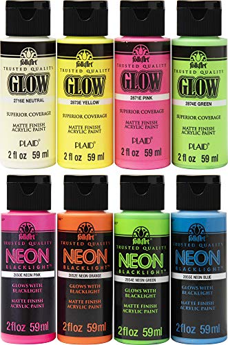 FolkArt PROMOFAGLOW8 Neon Glow Acrylic Paint Acrylfarben-Set, 59 ml (8er Pack), 472 milliliter von FolkArt