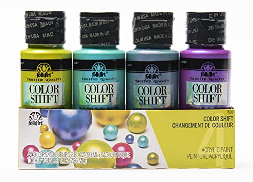 FolkArt , Acrylfarben-Set für verschiedene Oberflächen, 4 Flaschen, 57 ml, Farbwechselfarben, 2,4 ml (1 Stück) von FolkArt