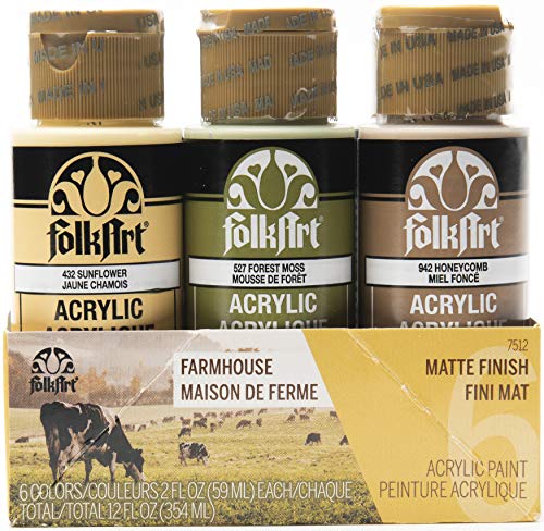 FolkArt 7512 Acrylfarben-Set für Verschiedene Oberflächen, 6 Flaschen, 57 ml, Bauernhaus, 2 Fl Oz (Pack of 6) von FolkArt