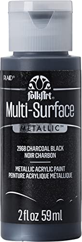 FolkArt Acrylfarbe für verschiedene Oberflächen, metallisch, Anthrazit, Schwarz von FolkArt