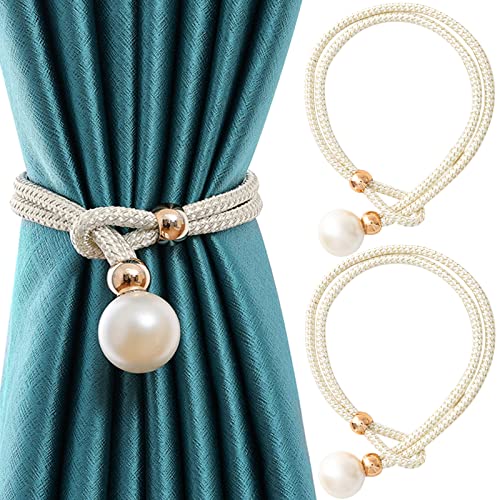 Folmywy 2er Set Weiß Gardinenhalter mit Perlen Verstellbare Vorhanghalter im Boho-Stil Einfache Bedienung Sichere Fixierung für Wohnzimmer Büro und Schlafzimmerdekor Folmywy 2er Set Weiß Gardinenhalter mit Perlen Verstellbare Vorhanghalter im Boho-Stil Einfache Bedienung Sichere Fixierung für Wohnzimmer Büro und Schlafzimmerdekor von Folmywy