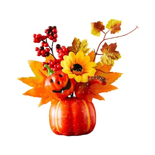 Folpus Kürbis Künstliche Deko Tischdeko Herbstdeko Ahornblatt Schaum PVC Material mit Lebensechter Optik für Halloween Feier Erntedankfest Geschenk Zuhause, Style G von Folpus