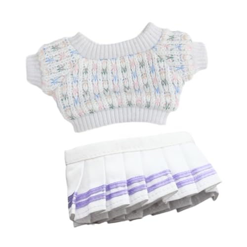 Folpus Modischer Puppenpullover und kurzer Rockanzug, handgefertigte Kleidung, Kostüm für 17 cm große Puppen, Violettes Rockset von Folpus