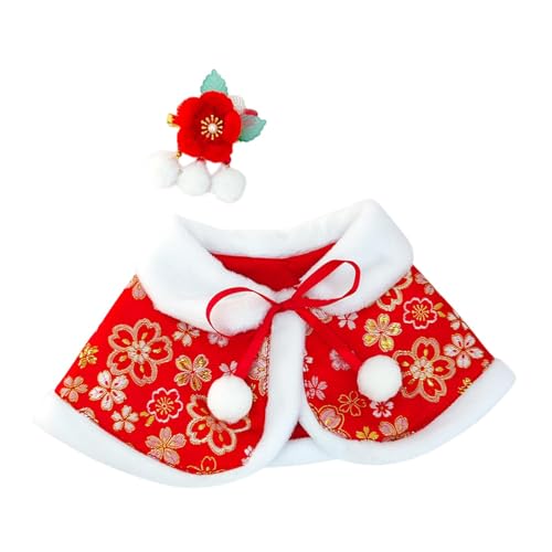 Folpus Puppen Neujahr Cape Open Front Schal DIY Neujahr Poncho Miniatur Kleidung für 38cm Thanksgiving Geschenke, Rot Folpus Puppen Neujahr Cape Open Front Schal DIY Neujahr Poncho Miniatur Kleidung für 38cm Thanksgiving Geschenke, Rot von Folpus