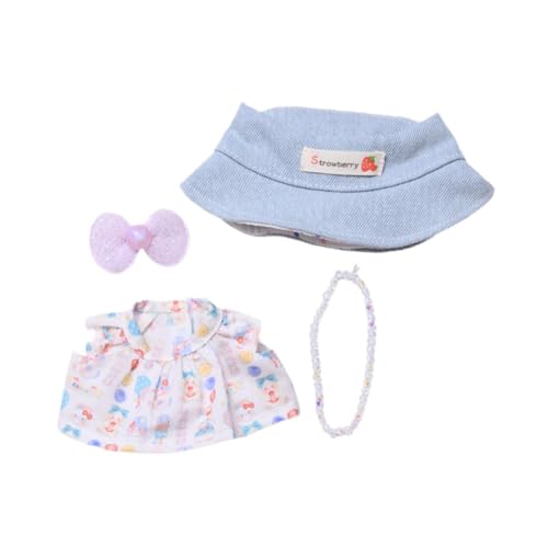 Folpus Stoffpuppenkleid, Kleidung, Foto-Requisiten, Mode, Rollenspiel-Kostüme, DIY. Machen Sie Ihre eigenen Puppen, Hosenträgerrock für 17-cm-Puppen, Kirschrock Und Hut von Folpus