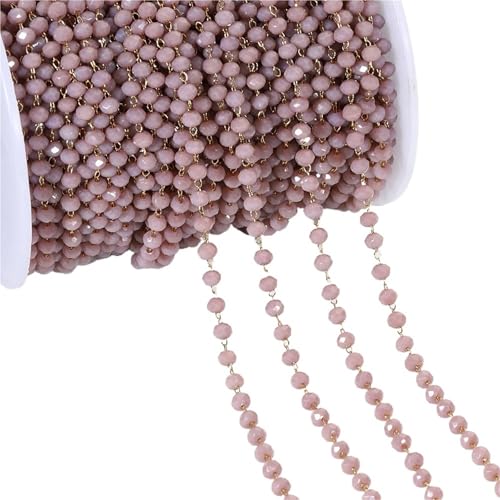 FonHNDG 1 Meter Bunte Kugel Perlen Kette Glas Kristall Perlen Halskette Kette Zubehör for Schmuckherstellung Komponenten Handwerk DIY für Halsketten, Armbänder(Purple-Gold) von FonHNDG