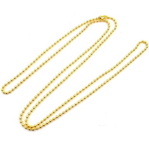 FonHNDG 10 Stück 1,5 2,0 2,4 mm Länge 65 cm Kugelperlen Kette Halskette Perlenverbinder for Charms Basistablett für Halsketten, Armbänder(Gold,1.5 mm) von FonHNDG