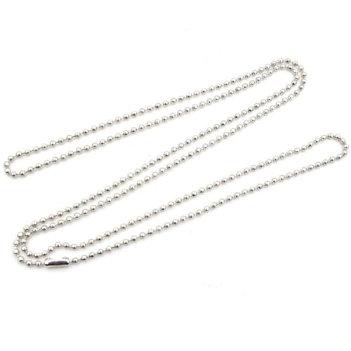 FonHNDG 10 Stück 1,5 2,0 2,4 mm Länge 65 cm Kugelperlen Kette Halskette Perlenverbinder for Charms Basistablett für Halsketten, Armbänder(Rhodium,1.5 mm) von FonHNDG