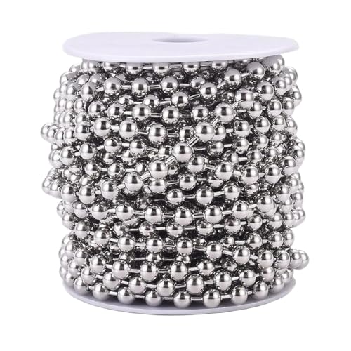 FonHNDG 10 m/Rolle 1,5–10 mm Edelstahl-Perlen-Kugelketten for DIY-Schlüsselanhänger, Halskette, Schmuckherstellung, Zubehör für Halsketten, Armbänder(6mm) von FonHNDG