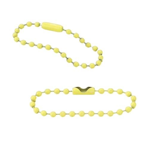 FonHNDG 100 Teile/los 10 cm Eisen Bunte Kugelkette Passt Schlüsselanhänger Schlüsselanhänger Puppen Label Hand Tag Stecker DIY Schmuck Machen für Halsketten, Armbänder(Light Yellow,12cm) von FonHNDG