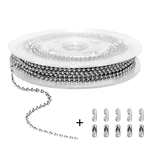 FonHNDG 5m Stahlkugelkette Perlenkette Perlenkette Ketten for Schmuckherstellung Armband Zugkette Kleine Kugelperlenkette Rolle für Halsketten, Armbänder(Steel 1.2mm) von FonHNDG