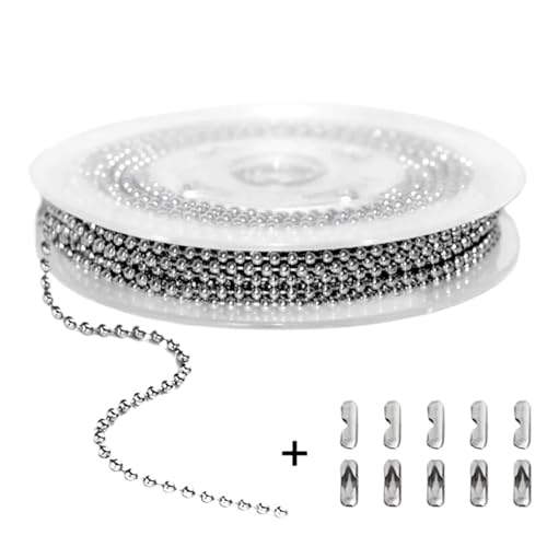 FonHNDG 5m Stahlkugelkette Perlenkette Perlenkette Ketten for Schmuckherstellung Armband Zugkette Kleine Kugelperlenkette Rolle für Halsketten, Armbänder(Steel 2mm) von FonHNDG
