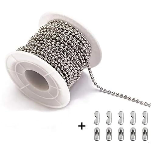 FonHNDG 5m Stahlkugelkette Perlenkette Perlenkette Ketten for Schmuckherstellung Armband Zugkette Kleine Kugelperlenkette Rolle für Halsketten, Armbänder(Steel 3mm) von FonHNDG