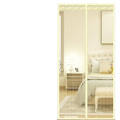 FonHNDG Magnetische Fliegengittertür Haustierfreundliches Türgitter Magnetverschluss Magnetisches Fliegengittertürnetz für Innenhof, Küche(Beige,W 80cm x H 210cm) von FonHNDG