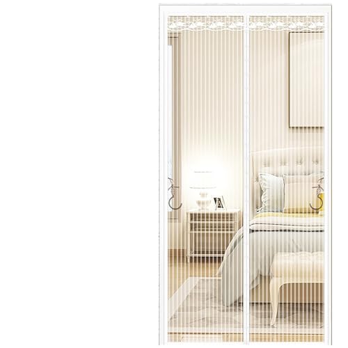 FonHNDG Magnetische Fliegengittertür Haustierfreundliches Türgitter Magnetverschluss Magnetisches Fliegengittertürnetz für Innenhof, Küche(White,W 110cm x H 220cm) von FonHNDG