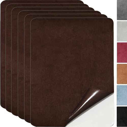 Mikrofaserstoff Selbstklebend,6 stuck 20 * 30cm Flicken Selbstklebend Stoff,Stoff Reparatur Patches Selbstklebend,Wildleder Optik Kunstleder (Dunkelbraun) von Fondlife