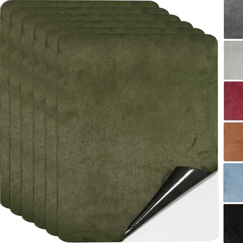 Mikrofaserstoff Selbstklebend,6 stuck 20 * 30cm Flicken Selbstklebend Stoff,Stoff Reparatur Patches Selbstklebend,Wildleder Optik Kunstleder (Dunkelgrün) von Fondlife