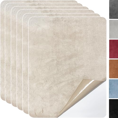 Mikrofaserstoff Selbstklebend,6 stuck 20 * 30cm Flicken Selbstklebend Stoff,Stoff Reparatur Patches Selbstklebend,Wildleder Optik Kunstleder (Hellbeige) von Fondlife