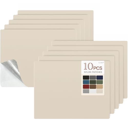 Nylon Selbstklebende Patches,10 Stück 20 * 15cm Nylon Flicken Selbstklebend,Selbstklebender Wasserdichte Reparatur Patch für Daunenjacke,Zelt,Rucksack (Elfenbein, 10 Stück) von Fondlife
