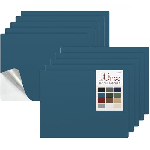 Nylon Selbstklebende Patches,10 Stück 20 * 15cm Nylon Flicken Selbstklebend,Selbstklebender Wasserdichte Reparatur Patch für Daunenjacke,Zelt,Rucksack (Indigoblau, 10 Stück) von Fondlife