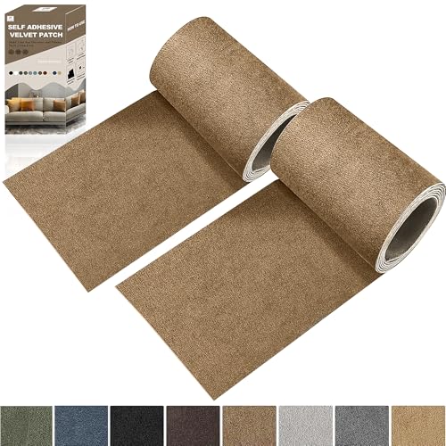 Rechteckiger Samt Reparatur Patch, 2 Rolle 75 x10cm selbstklebender Flanell Stoff Patch, Mikrofaser Patch, Stoff Reparatur Patches Selbstklebend für Sofa,Autositze, Kleidung (Braun) von Fondlife
