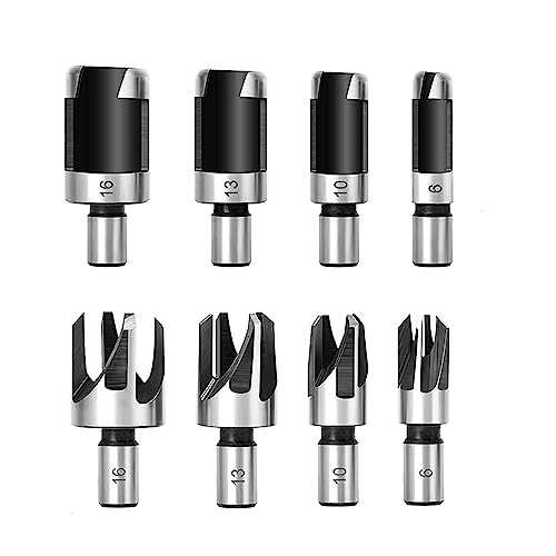 Fongmore 8 Stück hoher Kohlenstoffgehalt aus Stahl, Bohrer-Set, gerade, Kegel, Werkzeug, Kork, Bohrer, 6 mm, 10 mm, 13 mm, 16 mm Fongmore 8 Stück hoher Kohlenstoffgehalt aus Stahl, Bohrer-Set, gerade, Kegel, Werkzeug, Kork, Bohrer, 6 mm, 10 mm, 13 mm, 16 mm von Fongmore