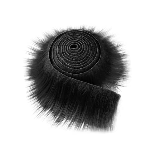 Fonowx Kunstfell Stoff zum Nähen, Kunstfell zum Basteln, Kunstfell Band Kunstpelz Fellstoff, Pelz Stoff Schnitte Flauschige Pelz Patches, Plüschstoff Plüsch Trim für DIY Basteln Nähen, Schwarz von Fonowx
