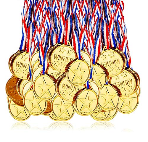 Fontee Goldmedaille für Kinder, 24 Stück Goldmedaillen Kinder Sieger Medallien Super Medallien Podium Kindergeburtstag Kinder lieben Diese Gold Medallien von Fontee