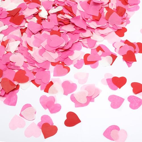 Fonyiunce 100g Herz Konfetti, 2.5cm Konfetti Groß Geburtstag, 8000+ Stück, Biologisch Abbaubares Herz Konfe-tti, Tischdeko Herzen Sticker, Sticker Hochzeit für Party, für Hochzeit, Valentinstag von Fonyiunce