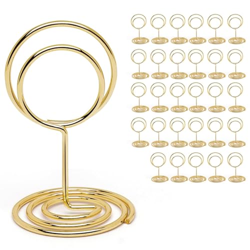 Fonyiunce 30 Stück Tischkartenhalter, Fotohalter Kartenständer, Kartenhalter Hochzeit, Fotohalter mit Klammern, Runder Tischkartenhalter , für Hochzeiten, Bankette, Partys (Runden) (Gold) von Fonyiunce