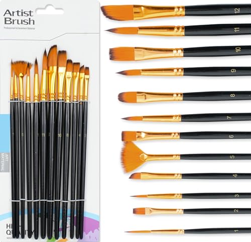 Fonyiunce Pinselset Acrylfarben, 12 Stück Ölpinsel-Set, Weiches Kunsthaar,eckig, flach, Fan, Detailing Pinsel für Aquarell/Acryl/Öl Malerei, Acrylfarbe, Ölpinsel, für Künstler und Anfänger zum Malen Fonyiunce Pinselset Acrylfarben, 12 Stück Ölpinsel-Set, Weiches Kunsthaar,eckig, flach, Fan, Detailing Pinsel für Aquarell/Acryl/Öl Malerei, Acrylfarbe, Ölpinsel, für Künstler und Anfänger zum Malen von Fonyiunce