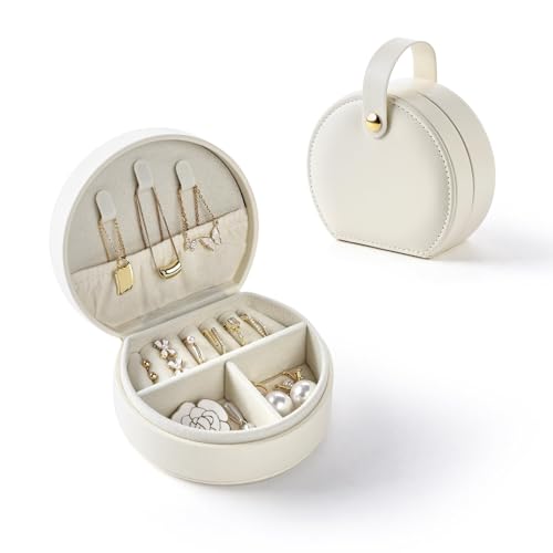 Fonyiunce Schmuckkästchen, Groß Schmuckaufbewahrung, PU-Leder Schmuckschatulle, Schmuckkästchen Reise, Schmuckaufbewahrung mit Stil, für Ringe, Geburtstagsgeschenk, Armbänder, Ohrringe (Weiß) von Fonyiunce