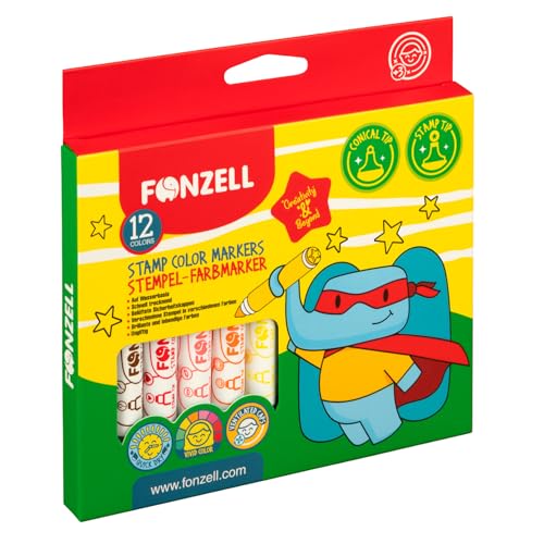 Fonzell 12-Farben Marker-Set – Kegelspitze & Stempelspitze, ungiftig, ideal für Kinder und kreative Bastelprojekte Fonzell 12-Farben Marker-Set – Kegelspitze & Stempelspitze, ungiftig, ideal für Kinder und kreative Bastelprojekte von Fonzell