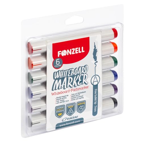 Fonzell Whiteboard Stifte Marker Set 6 Farben bunt – Rundspitze 7 mm – trocken & rückstandsfrei abwischbar – für Büro, Schule, Studium, Glas & Tafeln – ergonomisch, CE-zertifiziert Fonzell Whiteboard Stifte Marker Set 6 Farben bunt – Rundspitze 7 mm – trocken & rückstandsfrei abwischbar – für Büro, Schule, Studium, Glas & Tafeln – ergonomisch, CE-zertifiziert von Fonzell