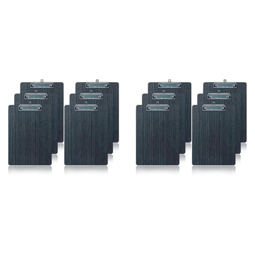 Foollusiie 12er-Pack Klemmbrett, Klemmbrett Aus, Klemmbrett im A5-Letter-Format, Memo-Klemmbrett, Akten-Klemmbrett mit Holzmaserung von Foollusiie
