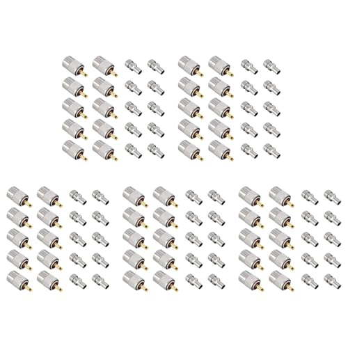 Foollusiie 50Er Pack UHF/-259 Lötanschlussstecker mit Reduzierstück für RG8X, RG8, RG59, LMR-400, RG-213 Koaxial-Koaxialkabel von Foollusiie