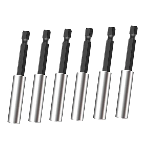 6 Stück Bithalter, Magnetischer Bithalter 60mm aus Edelstahl, Schnellwechsel Bit Verlängerung 1, 4", Starke Bithalter Magnetisch für Bohrmaschine, Sechskantschaft- Bithalter Bohrerbitbefestigung von Foonary