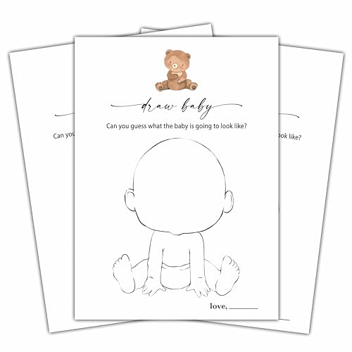 Draw Baby-Spiele-Set, Minimalismus, Babyparty, Party-Spielkarte, Boho-Bär-Thema, geschlechtsneutrale Party-Ideen, Aktivitäten, Babyparty-Partyzubehör und Dekorationen -A06 von Foosproea