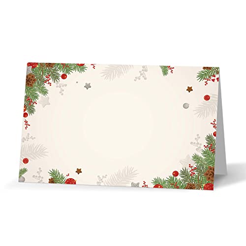 Weihnachtstisch-Tischkarten, Weihnachts-Sitzkarten für Tische, Urlaubsparty-Zeltkarten, Lebensmittelzelt-Etiketten für Weihnachtsfeier, eingekerbt für einfaches Falten, 25 Stück (06) von Foosproea