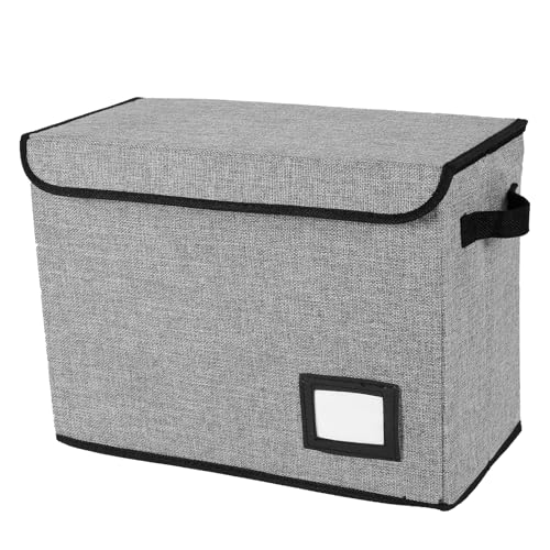 Foppla Dokumentenbox, Comicbuch-Aufbewahrungsbox, faltbar, waschbar, integrierte Comicbuch-Box, Comicbuch-Organizer mit Griff, geschlossener Deckel für Zuhause, Büro (grau) von Foppla