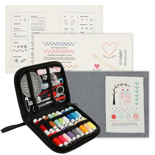 Foppla Stickbuch zum Selbermachen, Stickbuch für Zuhause, Reisen, kompaktes Sticken, Nähbücher mit Nadelfadenwerkzeug für Anfänger, erfahrene Handwerker von Foppla