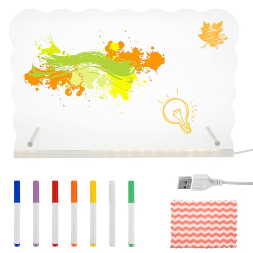 LED-Notiztafel, Acryl, trocken abwischbar, Schreibtafel mit 7 Farben Stift, Schreibtisch-Notizblock, beleuchteter Wortblock für Schule, Zuhause, Büro LED-Notiztafel, Acryl, trocken abwischbar, Schreibtafel mit 7 Farben Stift, Schreibtisch-Notizblock, beleuchteter Wortblock für Schule, Zuhause, Büro von Foppla