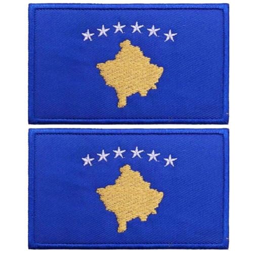 2 Pcs Kosovo -flaggenflecken Bestickte Taktische Moral Applique Bügeleisen Beim Nähen Auf Emblem -patch Armband Stickerei von Fopytu