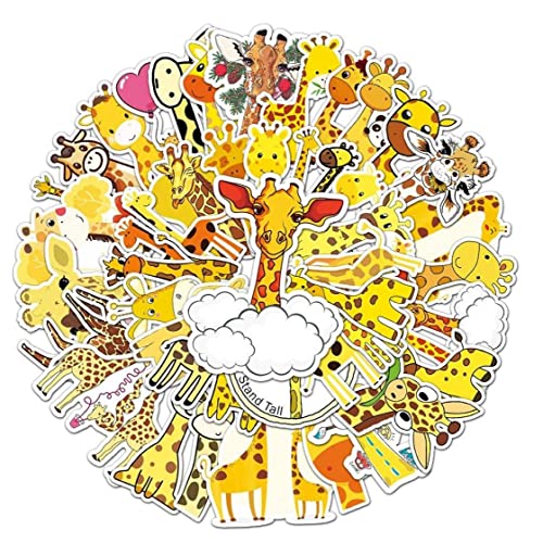 Cartoon Giraffen-Aufkleber, 50 Stück wasserdichte niedliche Tier-Aufkleber für Laptop, Skateboard, Wasserflaschen, Computer, Telefon, Gepäck von Fopytu