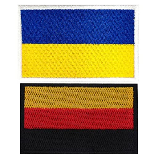 Deutschland-Ukraine-Flaggen-Patches, 2 Stück, deutsch-ukrainische Flagge, gesticktes Aufnäher-Emblem zum Aufnähen für Hut, Tasche, Rucksack von Fopytu